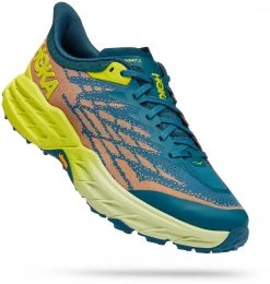 Hoka One One Speedgoat 5 Chaussures Homme, jaune/Bleu pétrole